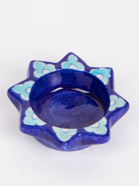 Blue Pottery T-Light Holder Set Of 2 Pcs.